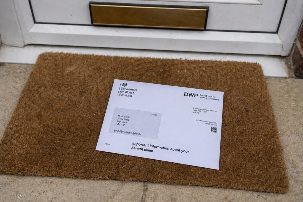 A Letter from the DWP on a doormat
